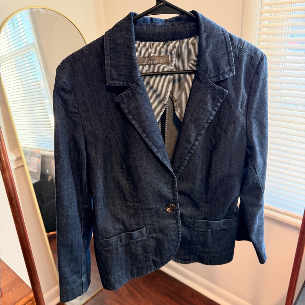 Level 99 Dark Blue Denim Blazer